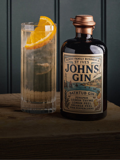 Johns Gin bottle and glass
